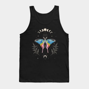 Queer Luna Moth Celestial Cottagecore LGBT Pride Flag Tank Top